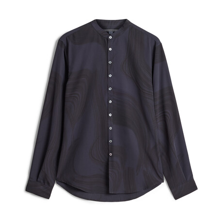 Multi Button Band Collar Shirt // Jet Black (S)