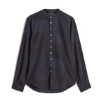 Multi Button Band Collar Shirt // Jet Black (S)