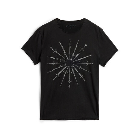 Ss Raw Edge Tee - Daggers Circle // Black (XS)