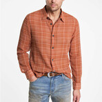 Over Shirt With Straight Bottom Hem & Horn Buttons // Burnt Clay (XS)