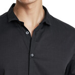 Slim Fit Shirt With Wire Inserted Shaped Stand Col // Carbon Grey (XS)