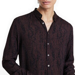 Double Band Collar Shirtswith Seam Detail // Dark Plum (XS)