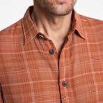 Over Shirt With Straight Bottom Hem & Horn Buttons // Burnt Clay (XS)