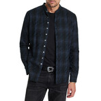 Multi Button Band Collar Shirt // Ink Blue (S)