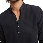 Multi Button Band Collar Shirt // Jet Black (S)