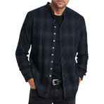 Multi Button Band Collar Shirt // Ink Blue (S)