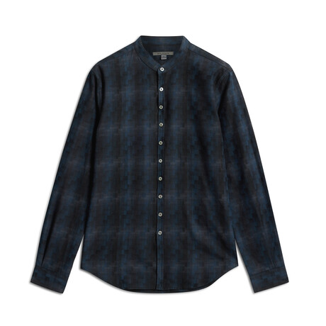 Multi Button Band Collar Shirt // Ink Blue (S)