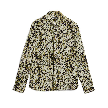 Rodney Long Sleeve Shirt In Leopard Print // Ginger (S)