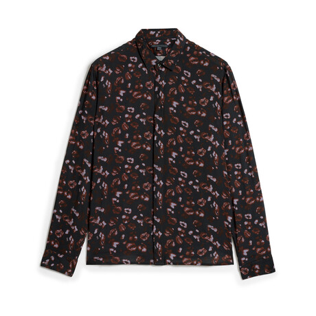 Rodney Long Sleeve Shirt In Kiss Print // Carbon Grey (XS)