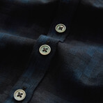 Multi Button Band Collar Shirt // Ink Blue (S)