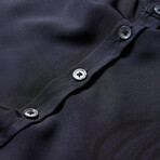 Multi Button Band Collar Shirt // Jet Black (S)