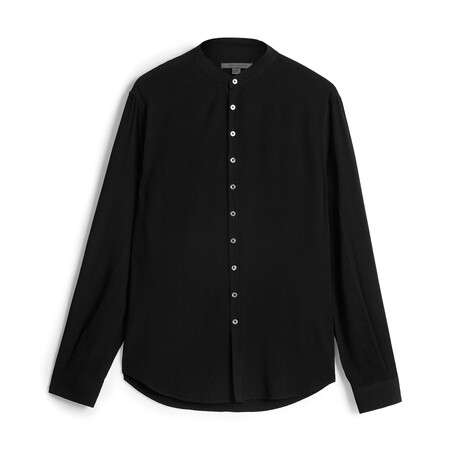 Multi Button Band Collar Shirt // Black (M)