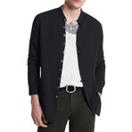 Multi Button Band Collar Shirt // Black (M)