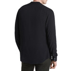 Multi Button Band Collar Shirt // Black (M)