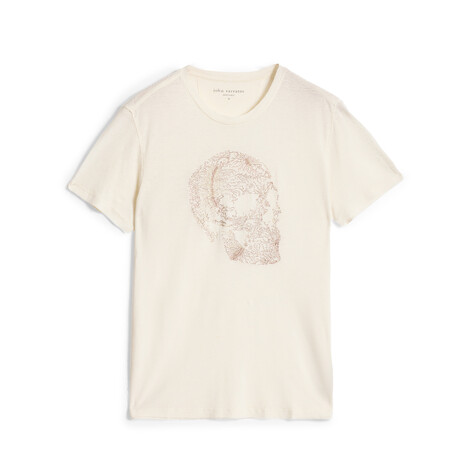 Ss Crew Tee - Embroidered Skull // Salt (XS)