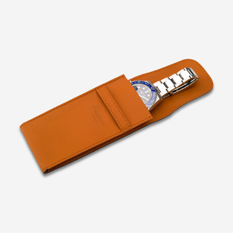 Hyde Park Leather Single Watch Pouch // Tan