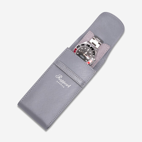 Hyde Park Leather Single Watch Pouch // Gray