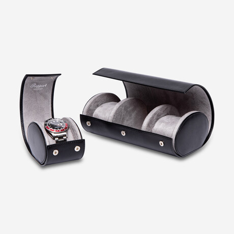 Hyde Park Leather 3 Watch Roll // Black