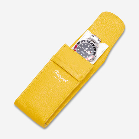 Portobello Leather Single Watch Pouch // Yellow