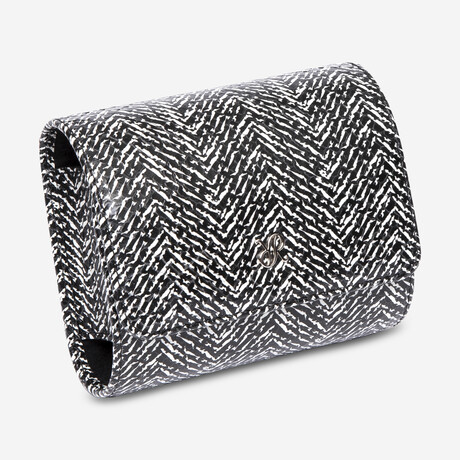 Marlow Herringbone Leather Single Watch Roll // Black