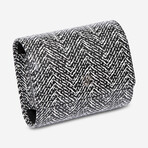 Marlow Herringbone Leather Single Watch Roll // Black