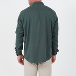 Solid Long-Sleeve Button-Up Shirt // Pine Green (M)