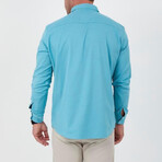 Solid Long-Sleeve Button-Up Shirt // Cyan (S)