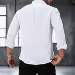 Solid Textured Long-Sleeve Button-Up Shirt // White (2XL)