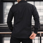 Solid Long-Sleeve Button-Up Shirt // Black (S)