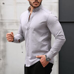 Solid Long-Sleeve Button-Up Shirt // Stone (XL)