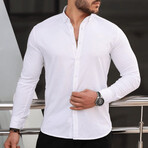 Solid Long-Sleeve Button-Up Shirt // White (M)
