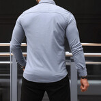 Solid Long-Sleeve Button-Up Shirt // Smoked (S)