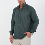 Solid Long-Sleeve Button-Up Shirt // Pine Green (M)