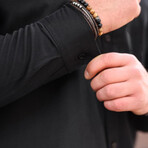 Solid Long-Sleeve Button-Up Shirt // Black (S)