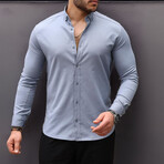 Solid Long-Sleeve Button-Up Shirt // Smoked (S)