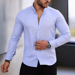 Solid Long-Sleeve Button-Up Shirt // Light Blue (S)
