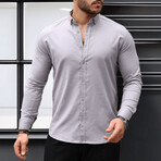 Solid Long-Sleeve Button-Up Shirt // Stone (XL)