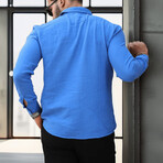 Solid Textured Long-Sleeve Button-Up Shirt // Parliament (L)