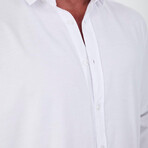 Solid Long-Sleeve Button-Up Shirt // White (M)