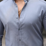 Solid Long-Sleeve Button-Up Shirt // Smoked (S)