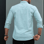 Striped Long-Sleeve Button-Up Shirt // Mint (L)