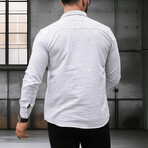 Striped Long-Sleeve Button-Up Shirt // White + Black (XL)