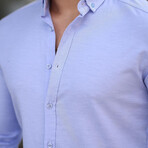 Solid Long-Sleeve Button-Up Shirt // Light Blue (S)