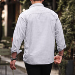 Sheer Striped Textured Long-Sleeve Button-Up Shirt // Black (S)