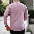 Striped Long-Sleeve Button-Up Shirt // Burgundy (XL)