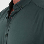 Solid Long-Sleeve Button-Up Shirt // Pine Green (M)