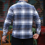 Plaid Long-Sleeve Button-Up Shirt // Navy (S)