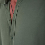 Solid Long-Sleeve Button-Up Shirt // Khaki (L)