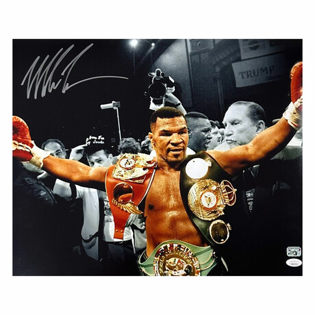 Mike Tyson // Signed 16x20 Belts Image