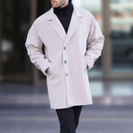 Single-Breasted Button-Detailed Coat // Stone (L)